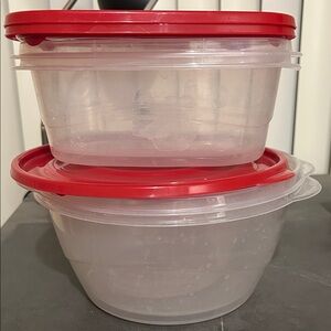 Red and Clear Food Storage Containers